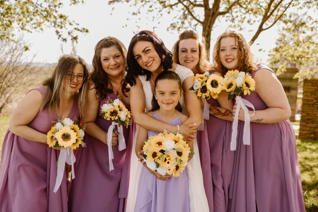 Bride and her bridesmaids